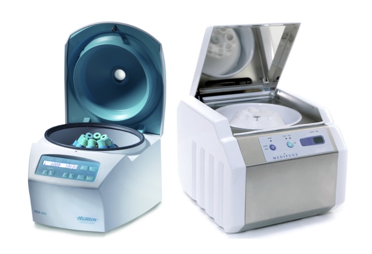 Our 2 centrifuges producing PRP.